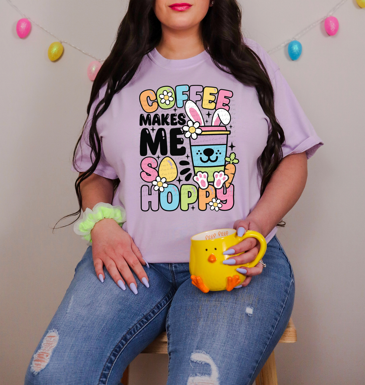 Coffee Makes Me So Hoppy Bunny Cup 81776 DTF Transfer