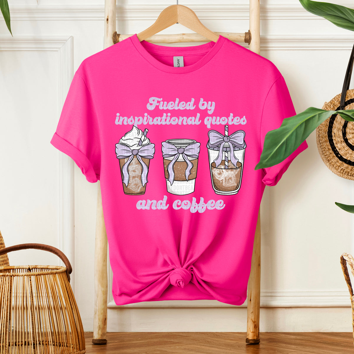 Fueled By Inspirational Quotes And Coffee Lavender Font 104318 DTF transfer