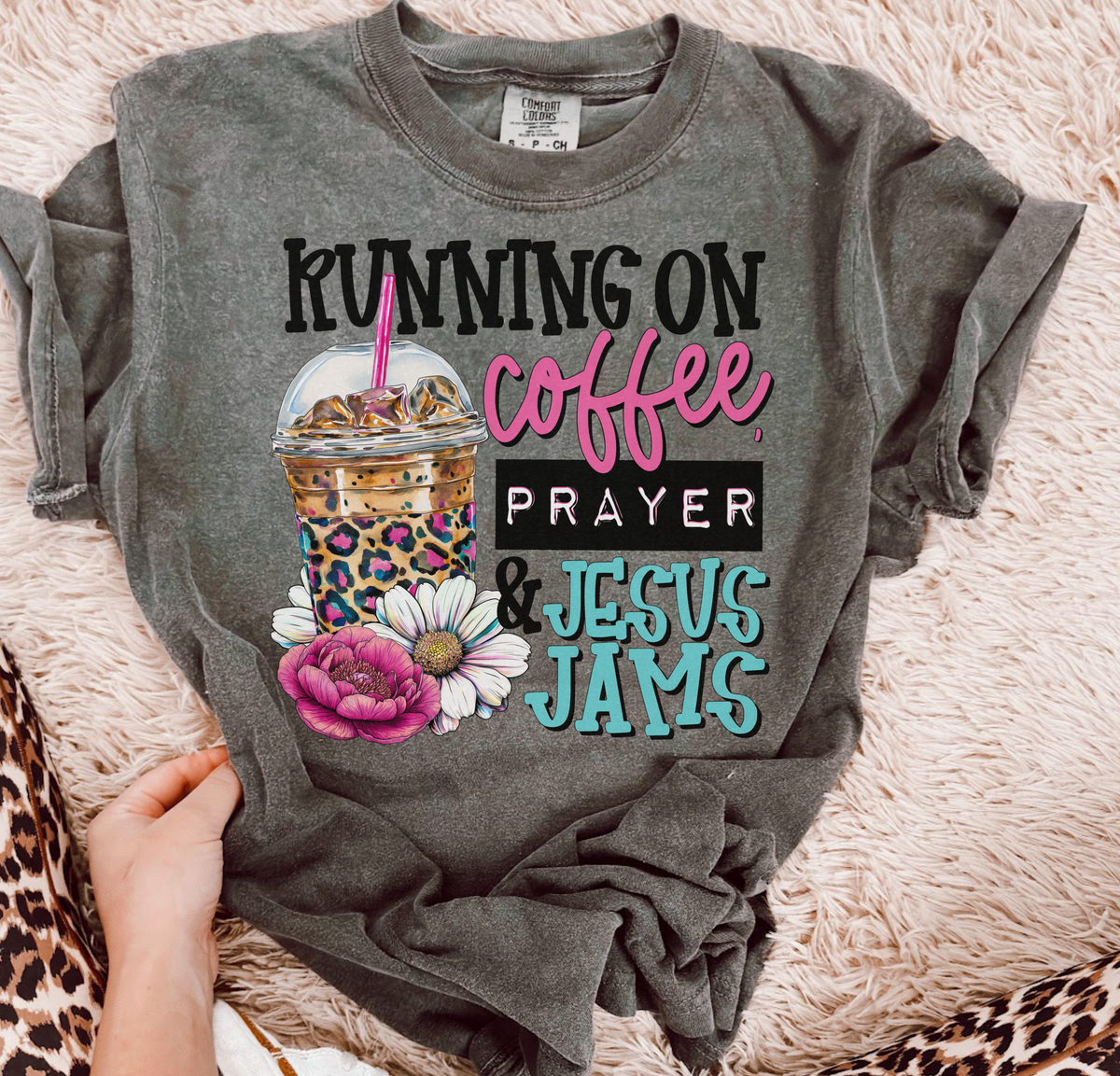 Running on coffee prayer & Jesus Jams 109259 DTF transfer