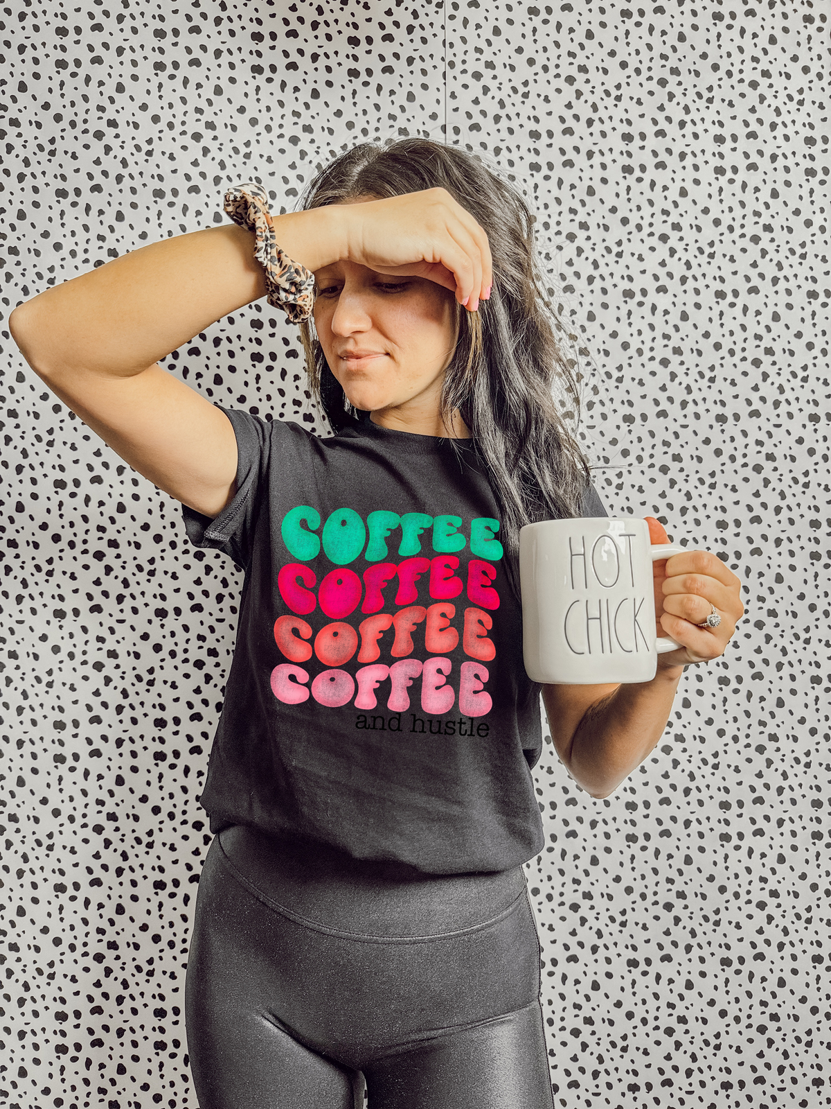 Coffee and Hustle Stacked Colorful 114758 DTF transfer