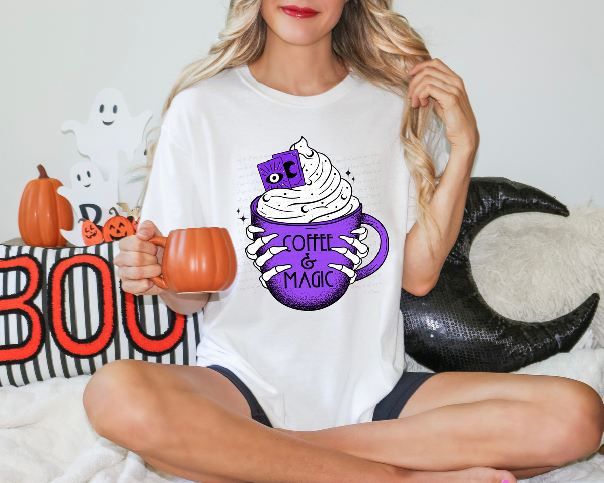 Coffee and Magic Purple Mug Skellie Hand 114660 DTF transfer