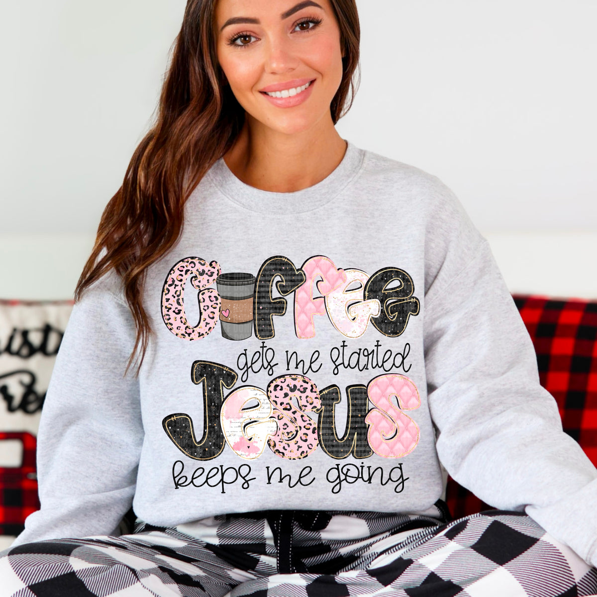 Coffee Gets Me Started Jesus Keeps Me Going (SDD) 72671 DTF Transfer