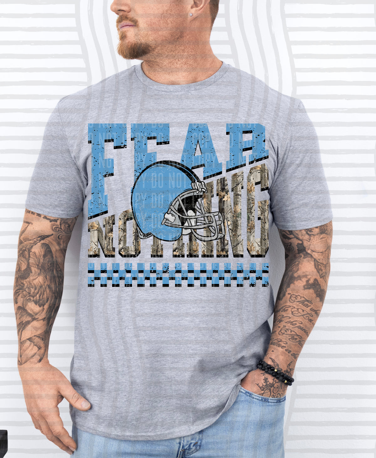 Cool blue and camo fear nothing (Caplinger) DTF Transfer