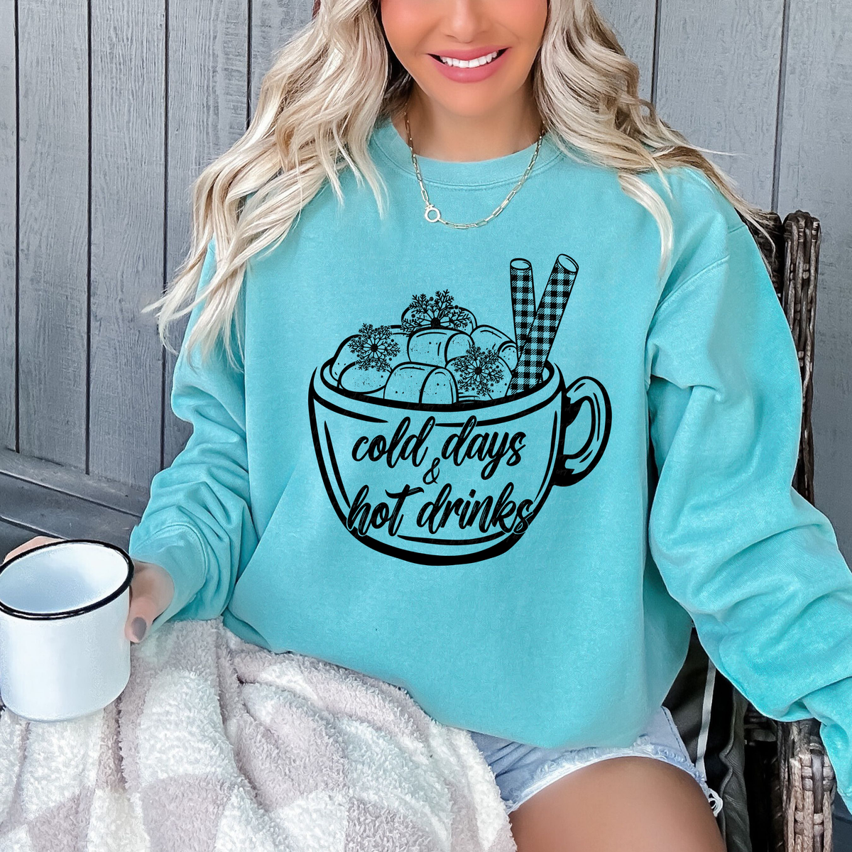Cold Days and Hot Drinks Black Font 115830 DTF TRANSFER