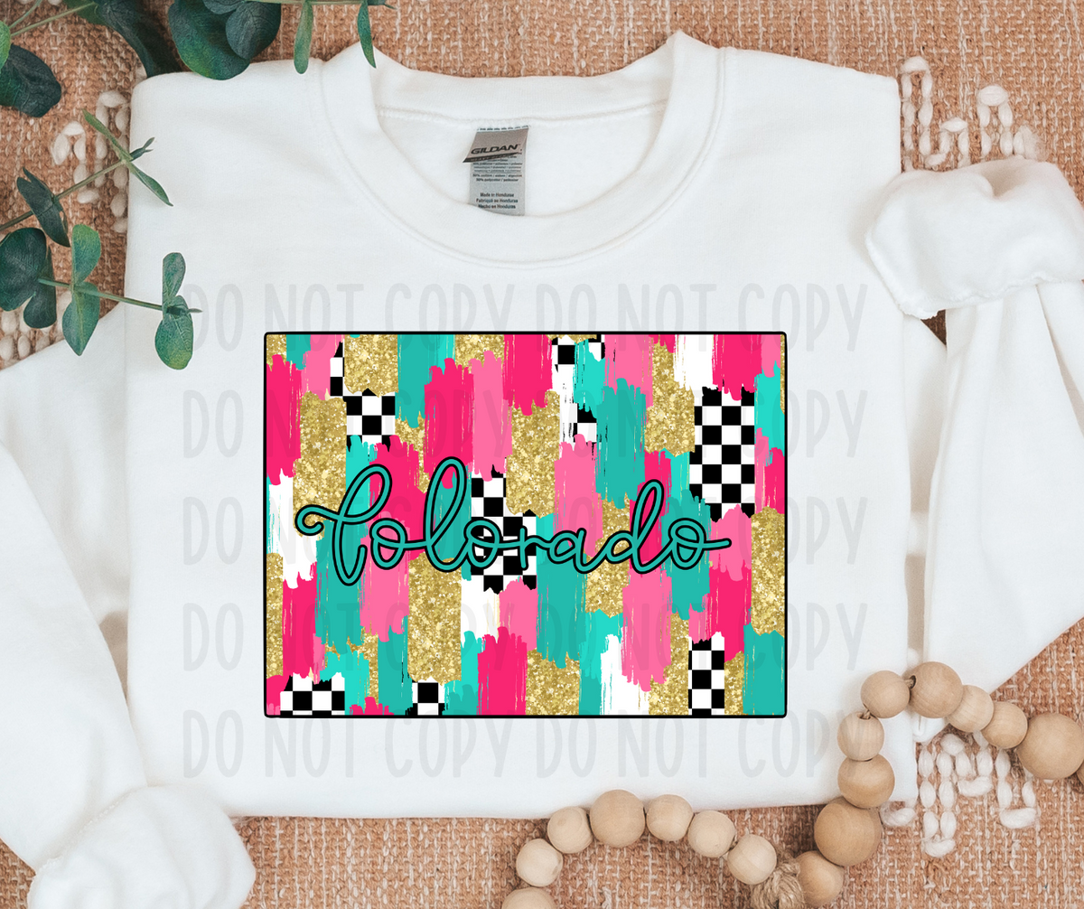 Colorado Brushstroke Checkered State (canvista) DTF transfer