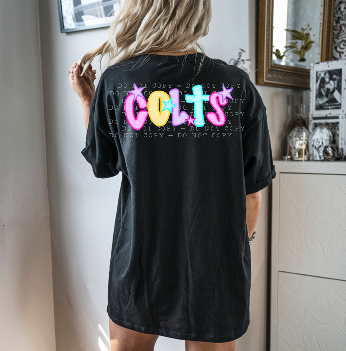 Colts With Stars - Neon 104733 DTF transfer