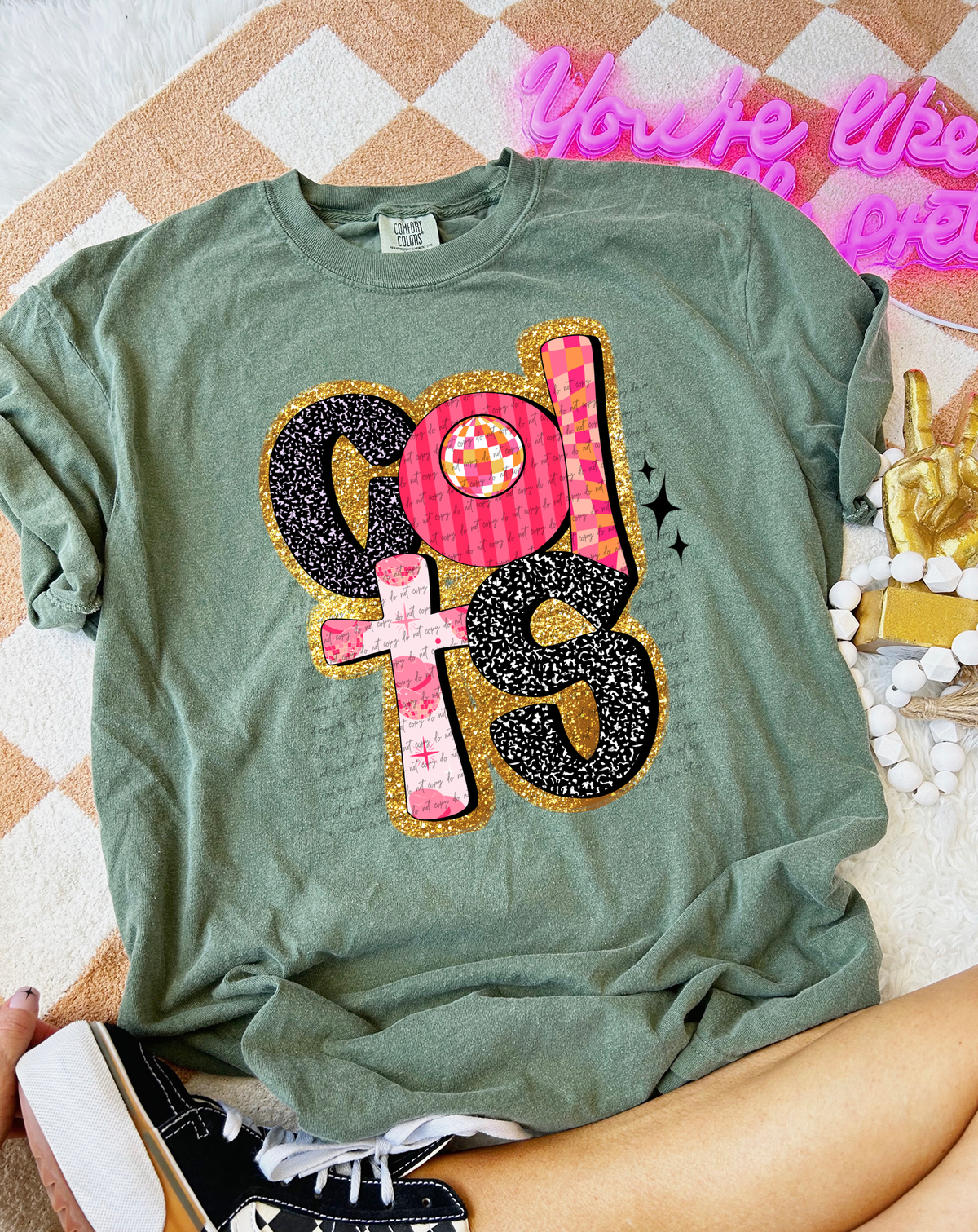 Colts Faux Glitter Retro 51556 DTF transfer