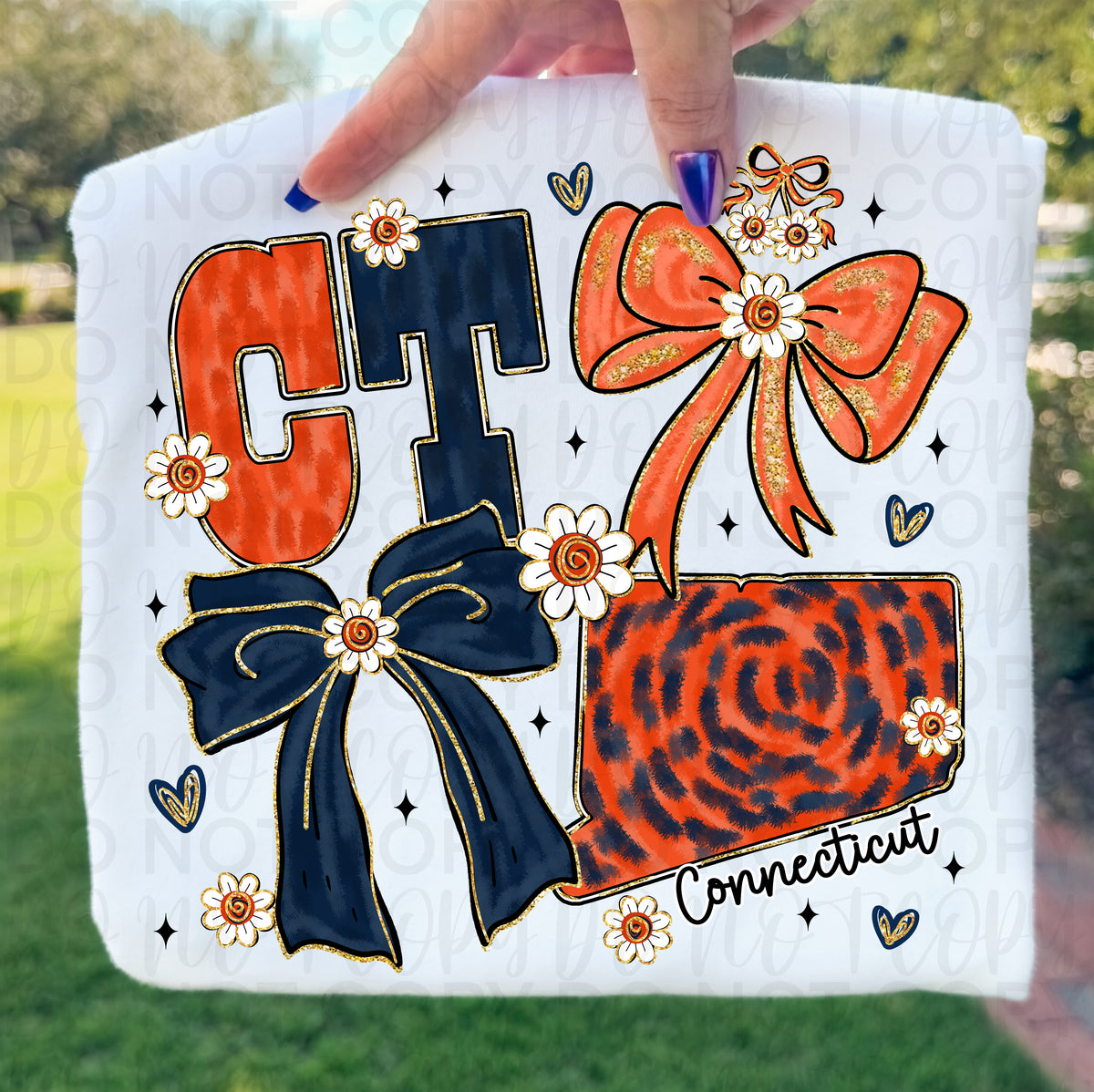 CT (orange and navy bows) (UAC) DTF Transfer