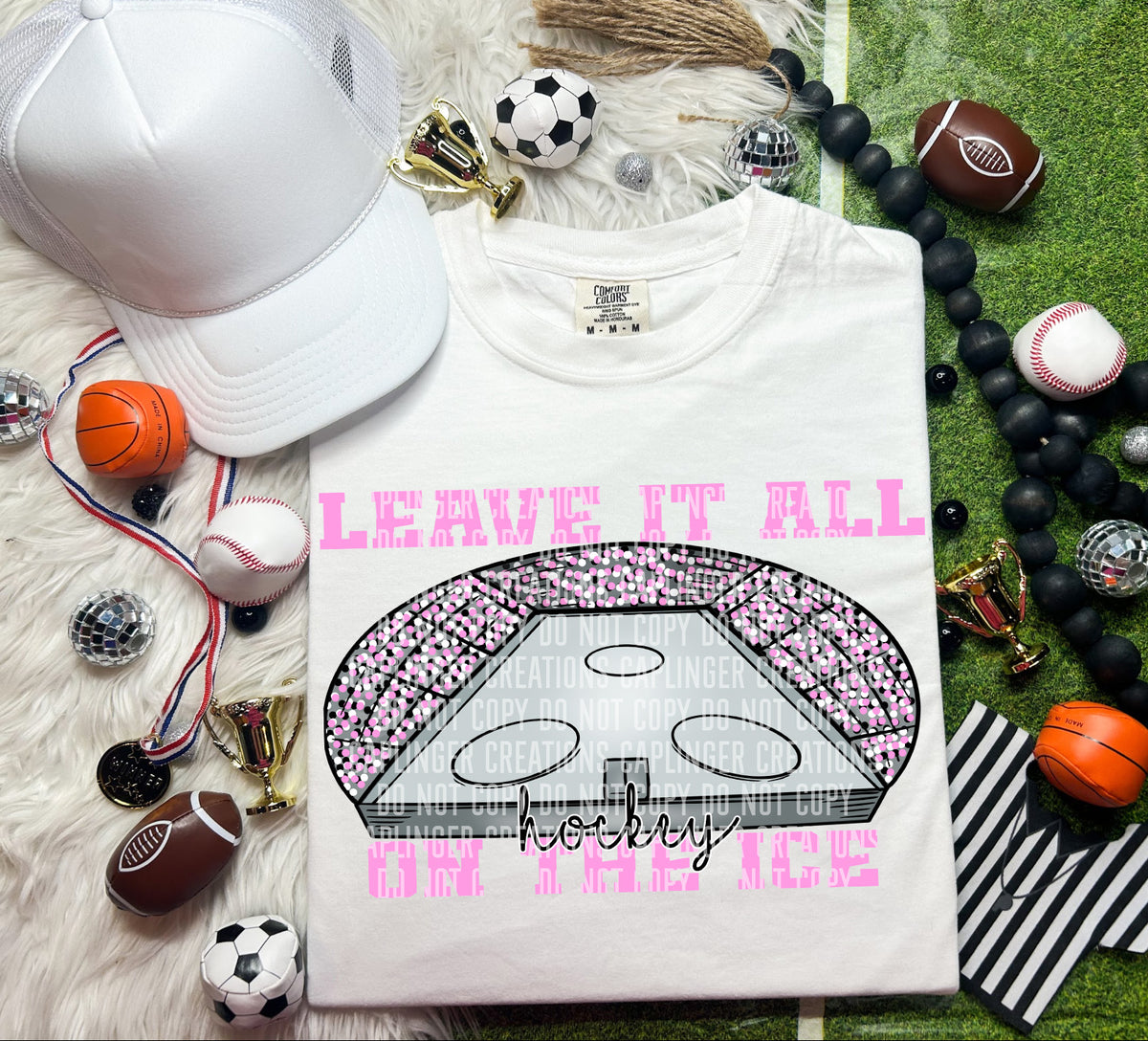 Leave it on the ice Hockey Pink (Caplinger) DTF transfer