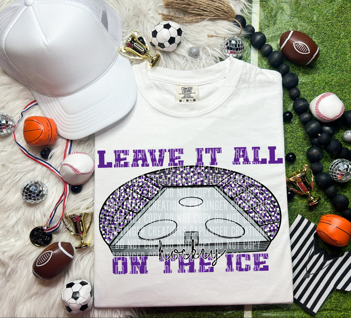 Leave it on the ice Hockey Purple (Caplinger) DTF transfer