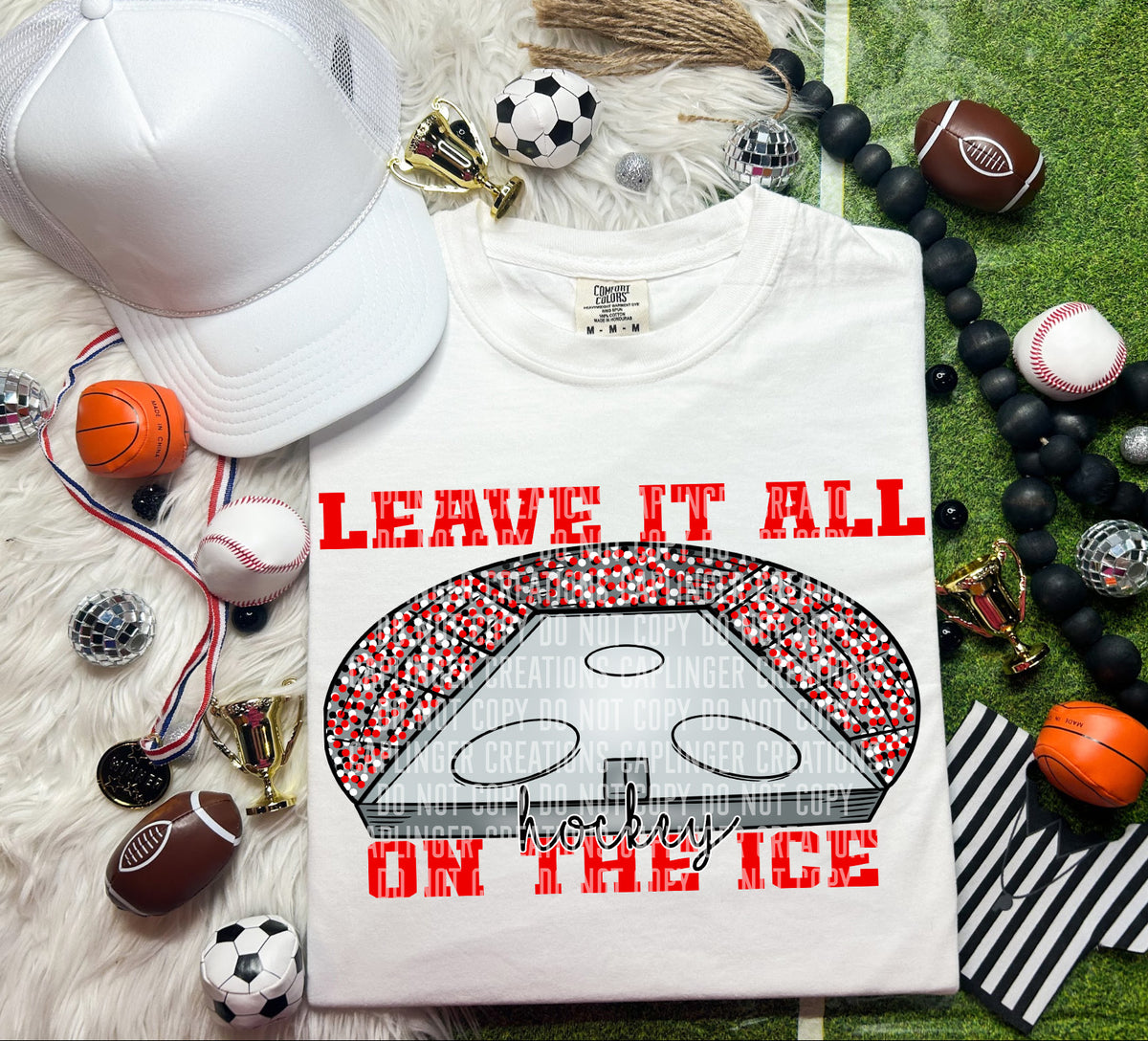 Leave it on the ice Hockey Red (Caplinger) DTF transfer