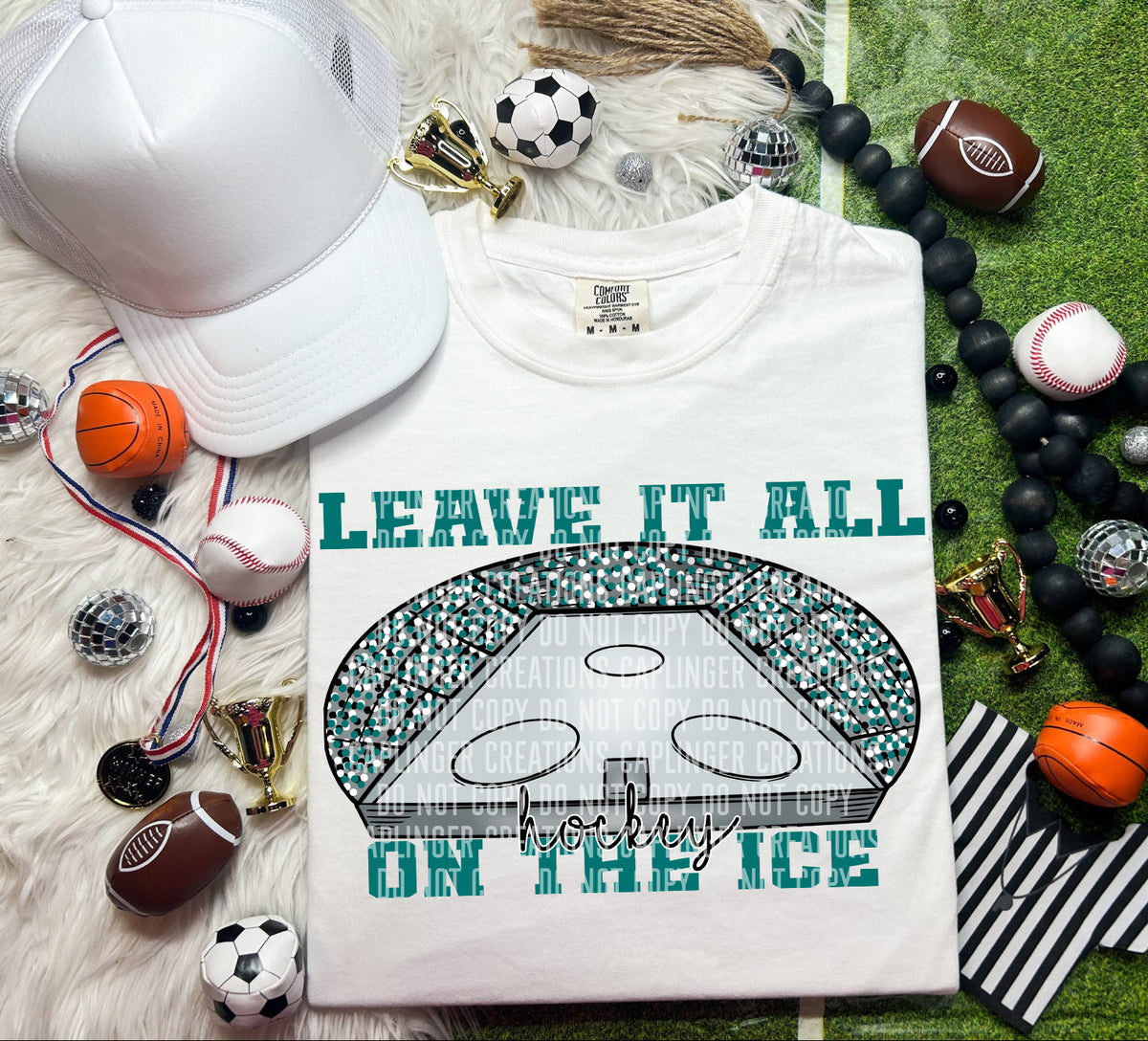Leave it on the ice Hockey Turquoise (Caplinger) DTF transfer
