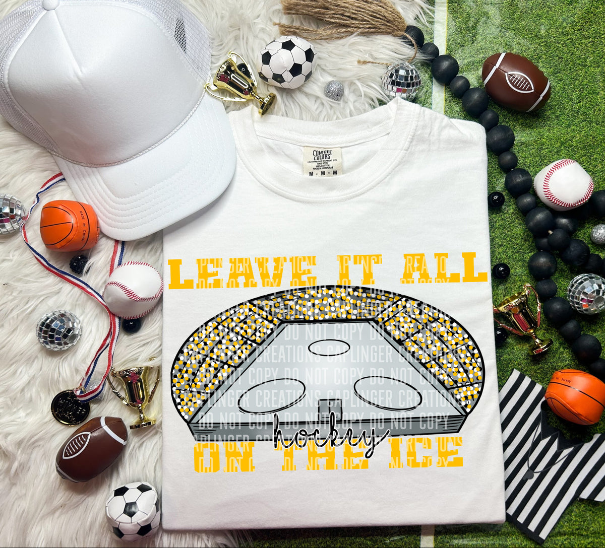 Leave it on the ice Hockey Yellow (Caplinger) DTF transfer