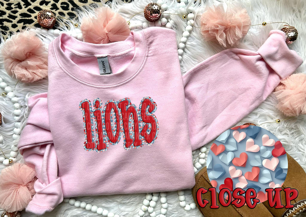 Paper Hearts Lions (Caplinger) DTF transfer