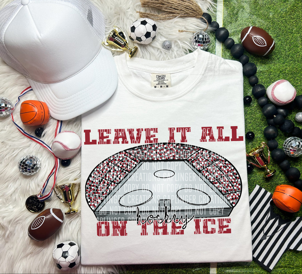 Leave it on the ice Hockey Crimson (Caplinger) DTF transfer