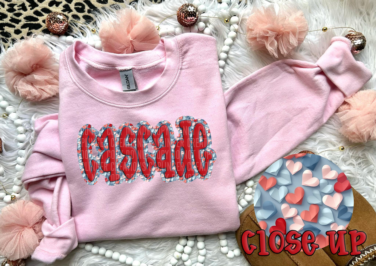 Paper Hearts Cascade (Caplinger) DTF transfer