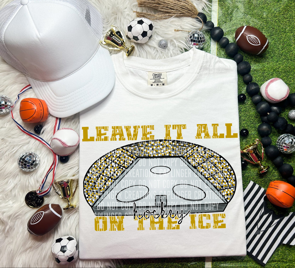 Leave it on the ice Hockey Gold (Caplinger) DTF transfer