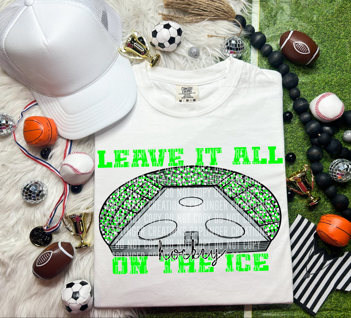 Leave it on the ice Hockey Lime Green (Caplinger) DTF transfer
