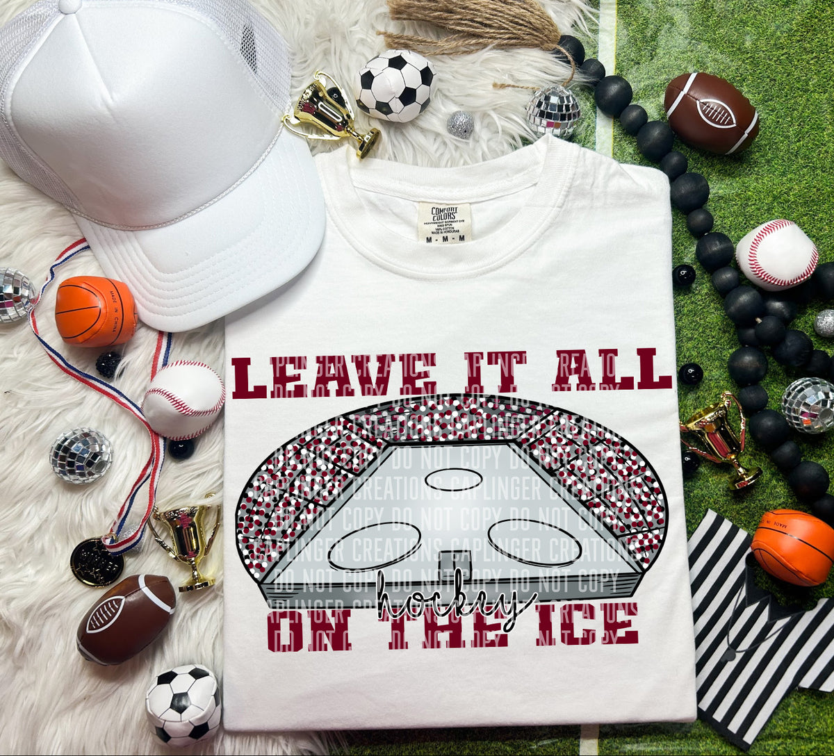 Leave it on the ice Hockey Maroon (Caplinger) DTF transfer