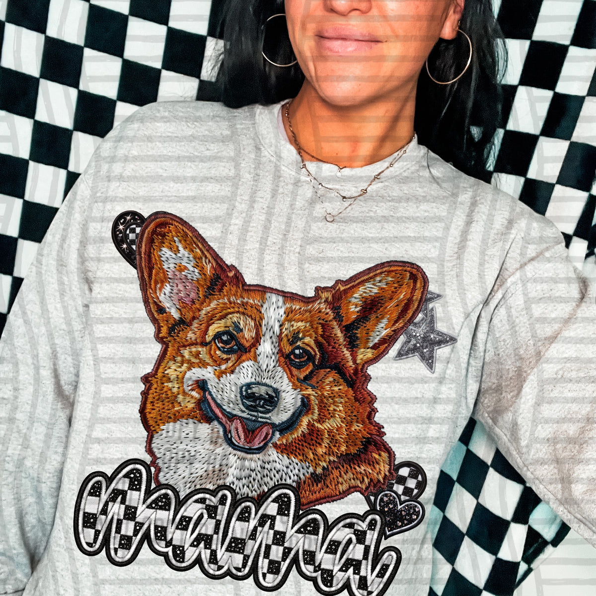 Corgi 1 mama checkered font (DKD) DTF Transfer
