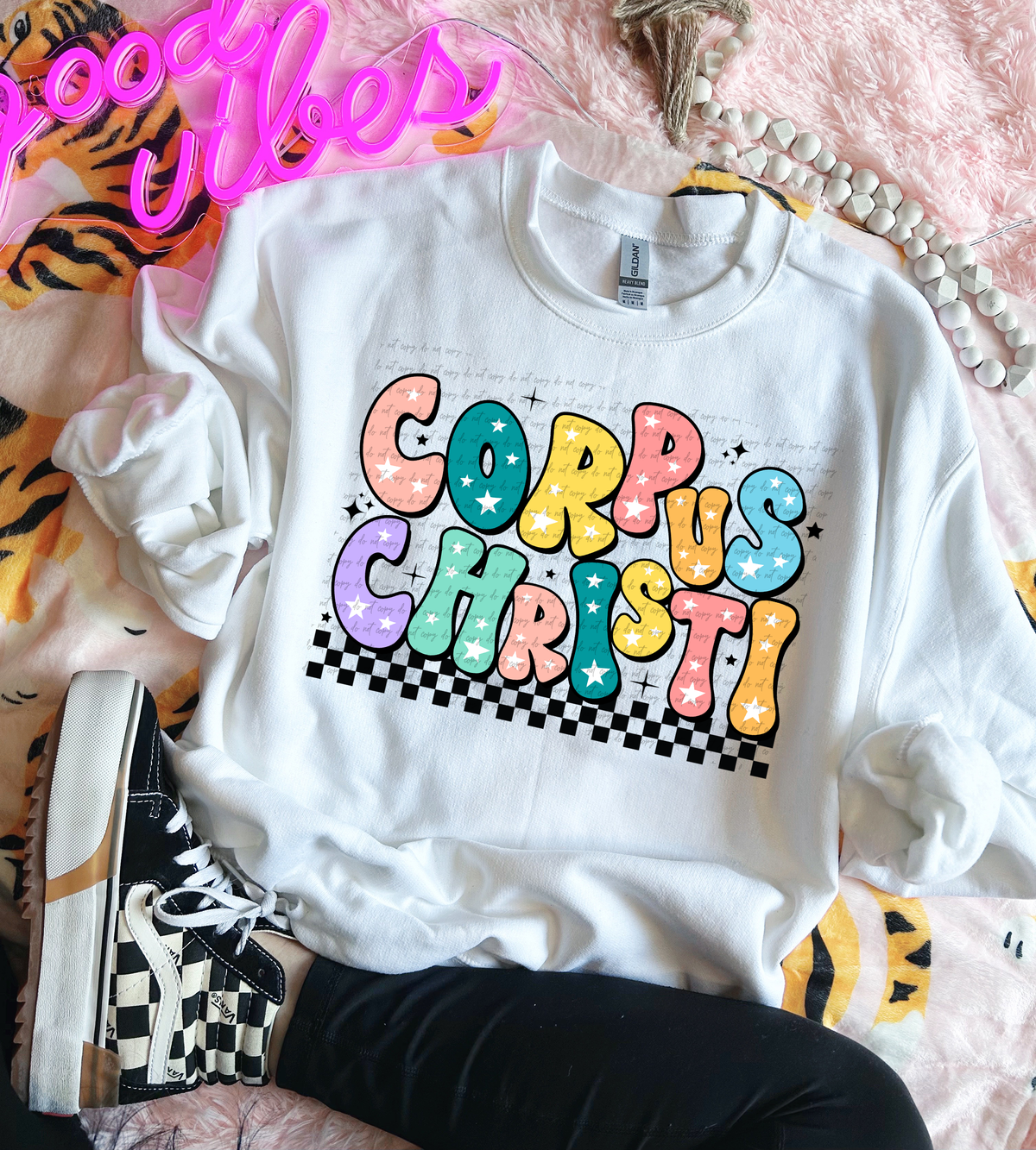 Corpus Christi State Colorful Groovy Font 89117 DTF Transfer