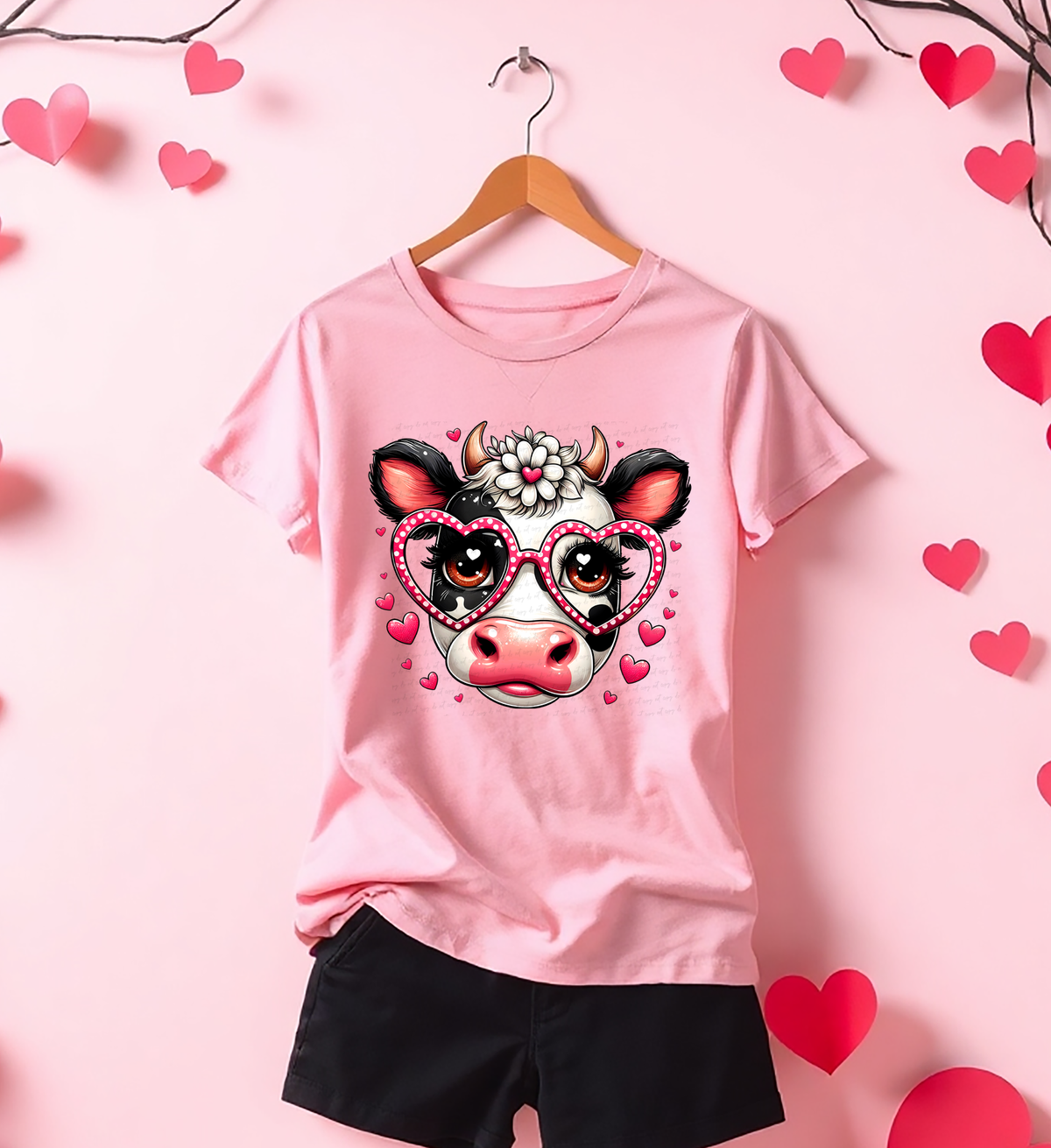 Cow Wearing Heart Shaped Glasses 81809 DTF Transfer