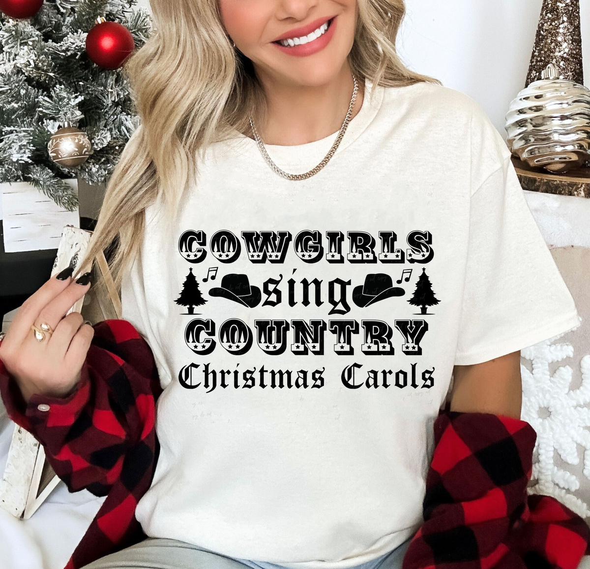 Cowgirls Sing Country Christmas Carols Black Font 114952 DTF Transfer