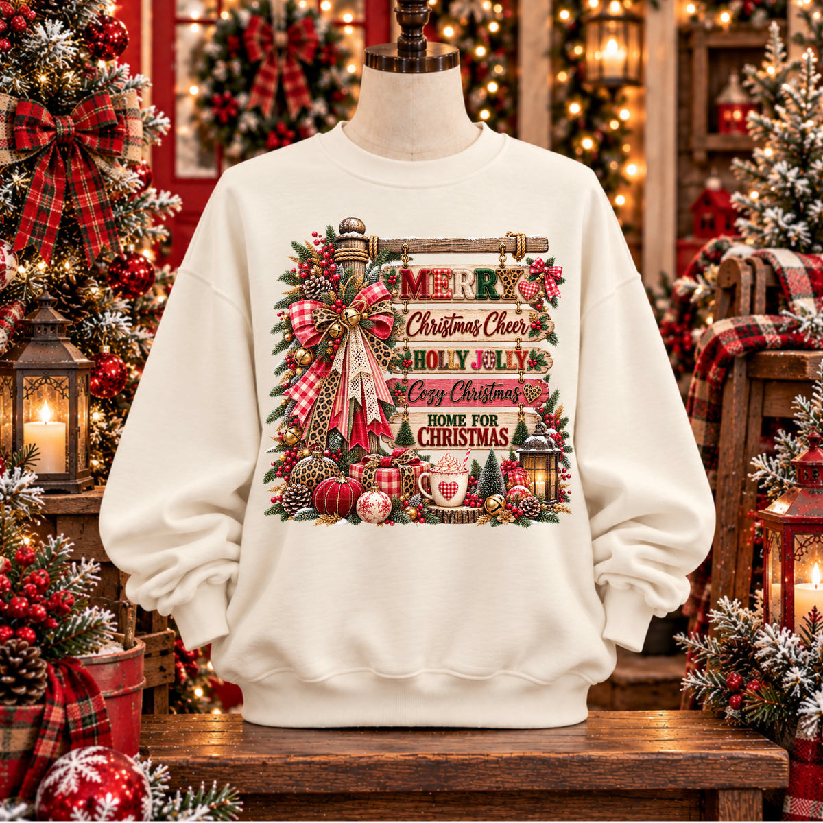 Merry Christmas cheer holly jolly cozy Christmas (SDD) DTF Transfer
