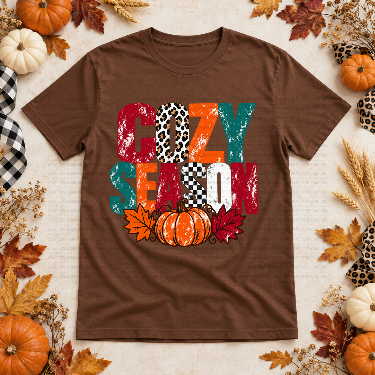 Cozy season pumpkin and leaves (Revel) DTF Transfer