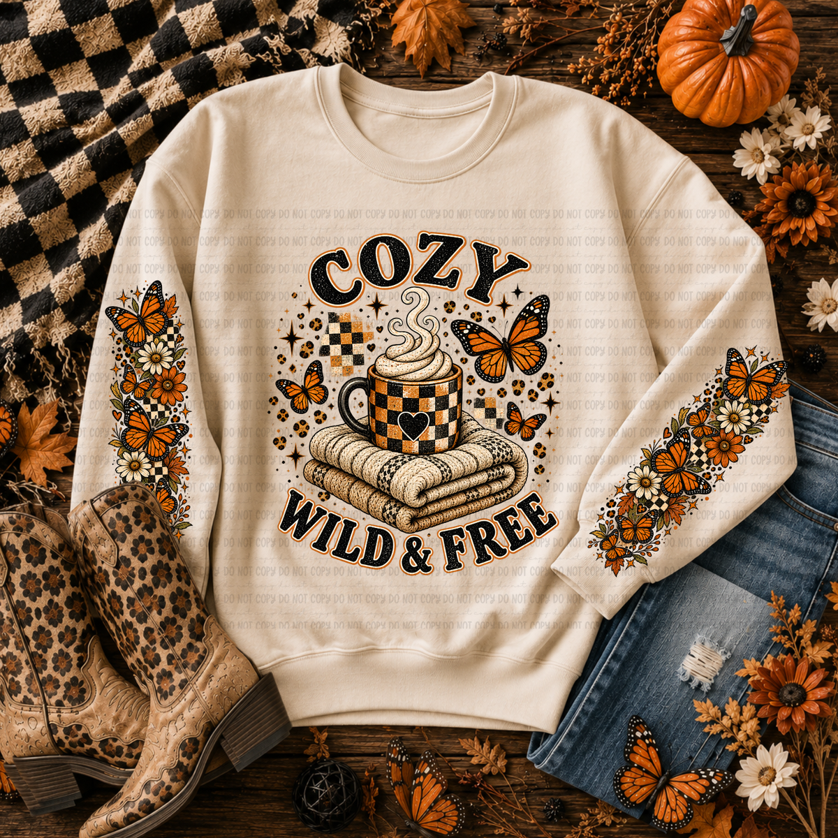 Cozy wild & free (FRONT ONLY) (Revel) DTF Transfer