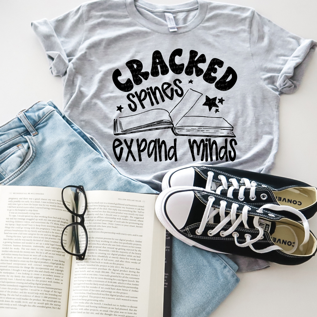 Cracked Spines Expand Minds Reading Books 74444 DTF Transfer