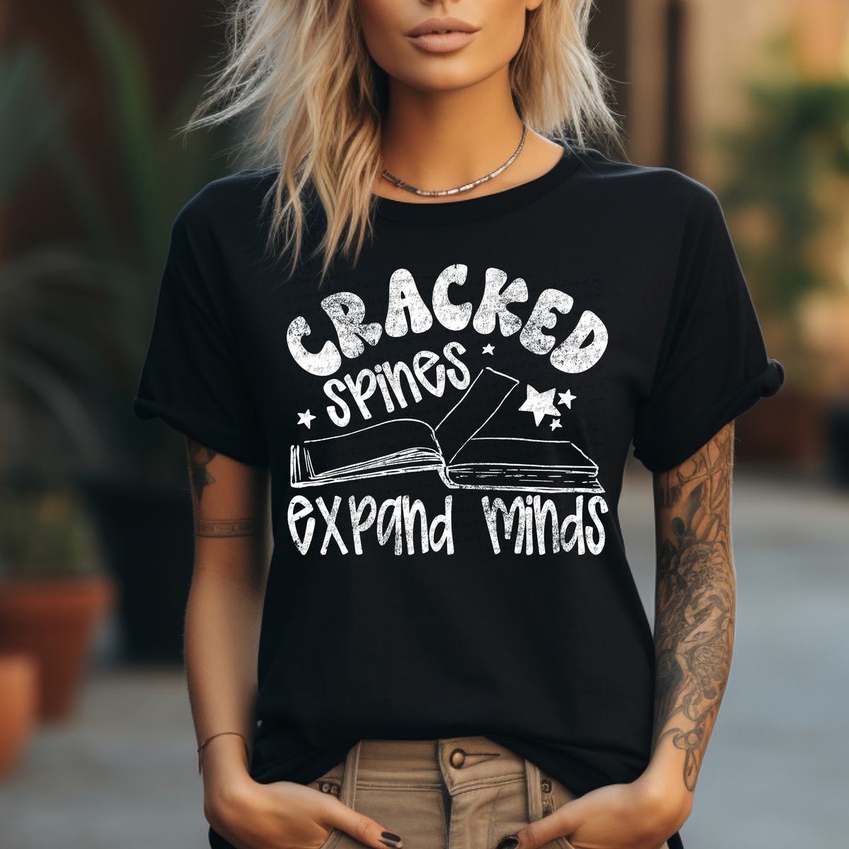 Cracked Spines Expand Minds White Grunge 86495 DTF Transfer