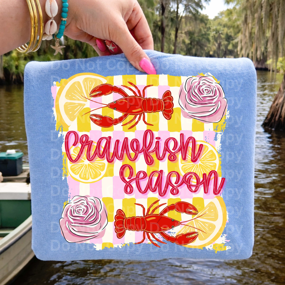 Crawfish season PINK and Yellow (Irene) DTF Transfer