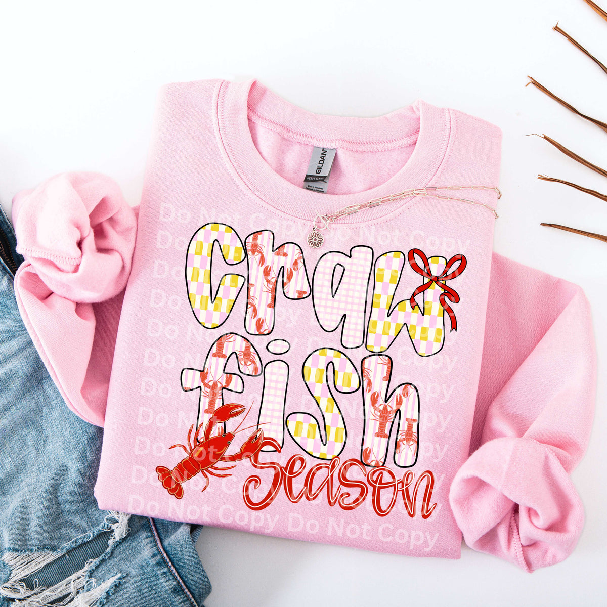Crawfish season RED bow (Irene) DTF Transfer