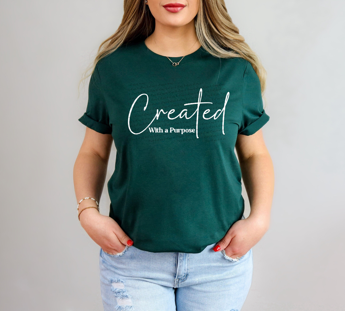 Created With A Purpose Cursive And Serif Font White 89313 DTF Transfer