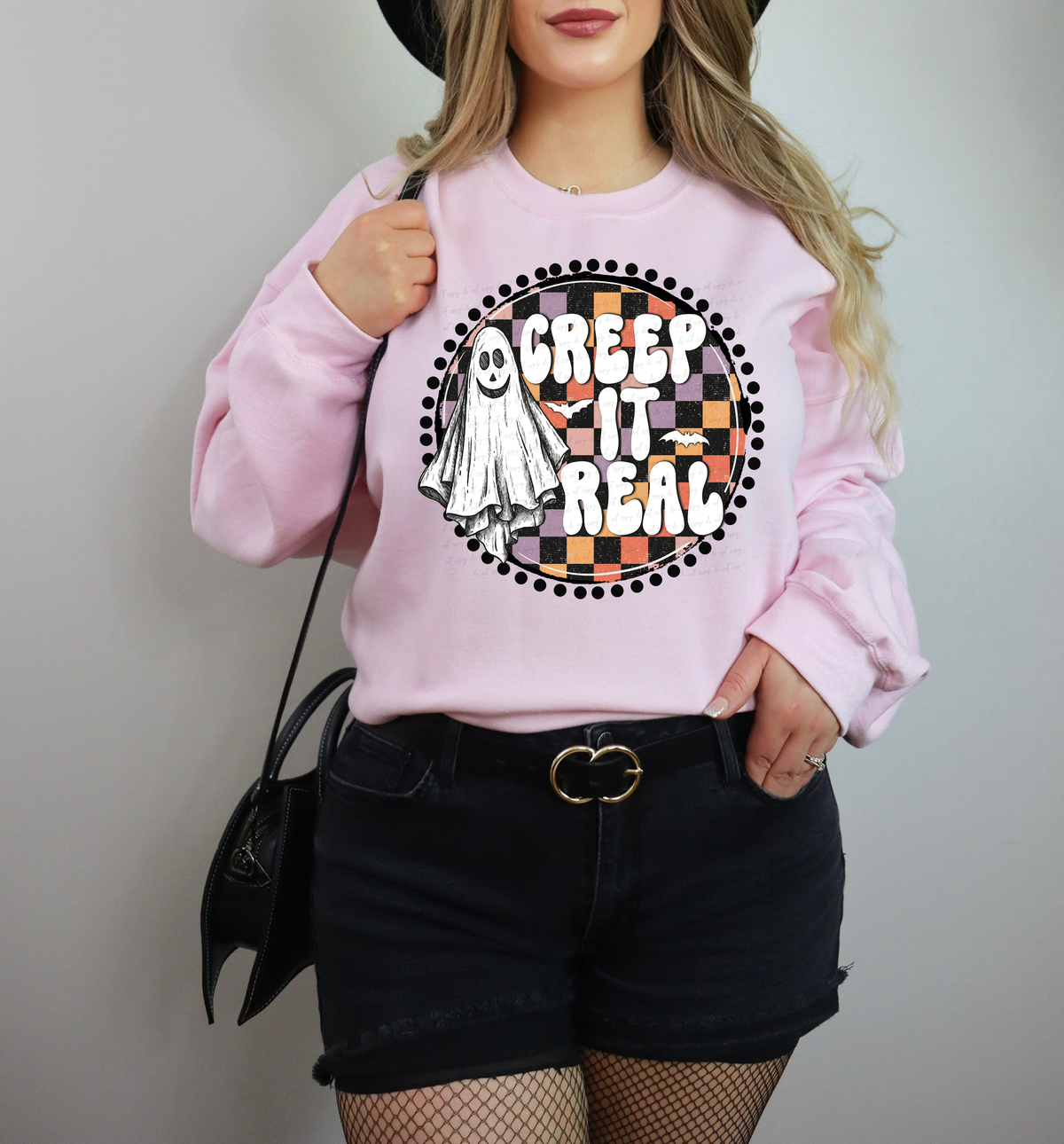 Creep It Real Ghost Circle Checkered Background 114759 DTF transfer