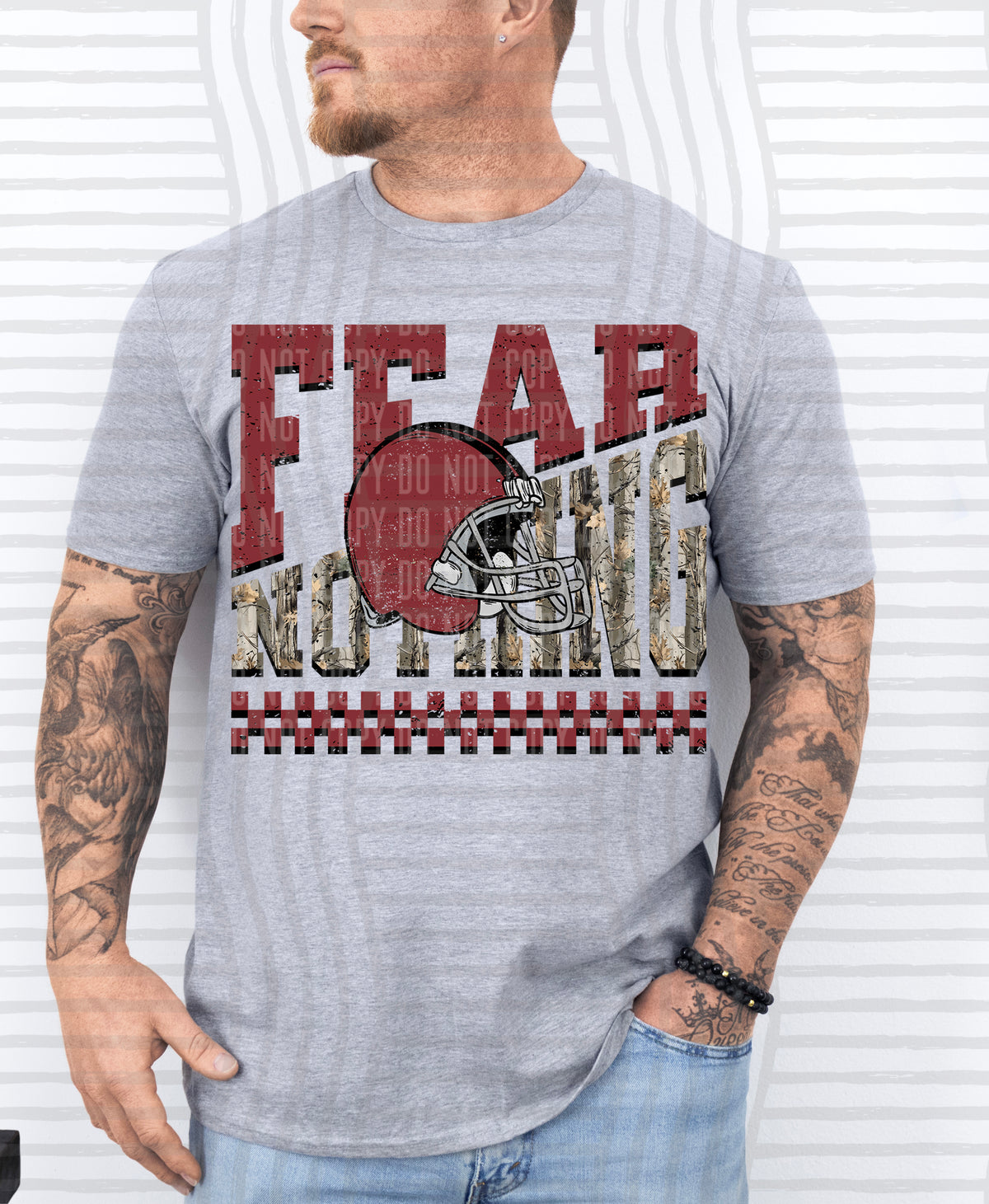 Crimson and camo fear nothing (Caplinger) DTF Transfer