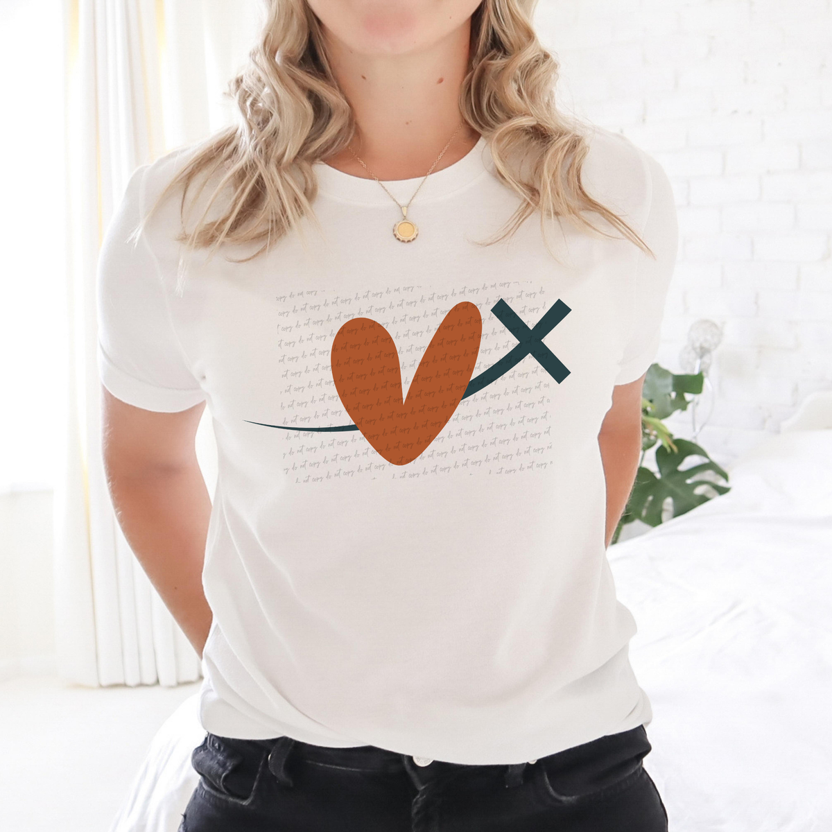 Cross Brown Heart 76575 DTF Transfer
