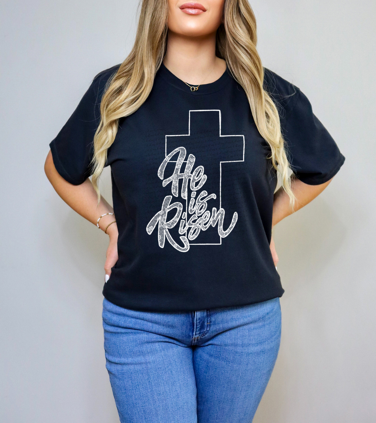 Cross Lace He Is Risen 81989 DTF Transfer