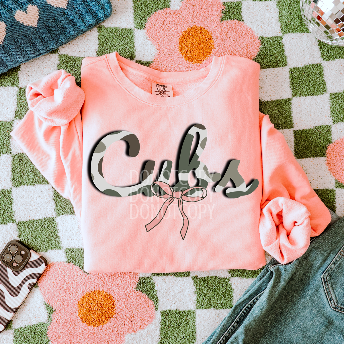 cubs camo pink bow (CSG) DTF Transfer