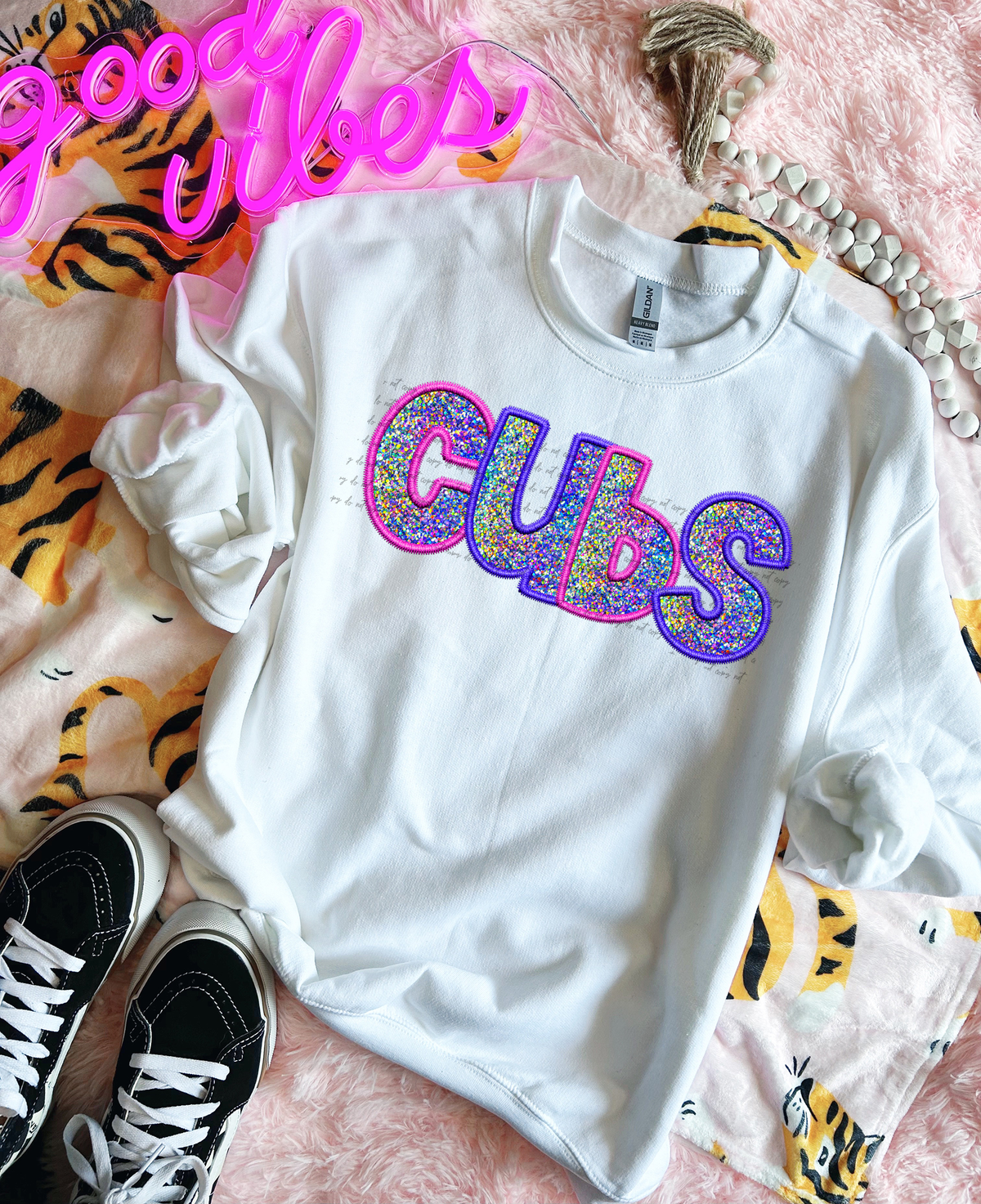 Cubs Faux Embroidery Pink Blue 76048 DTF Transfer