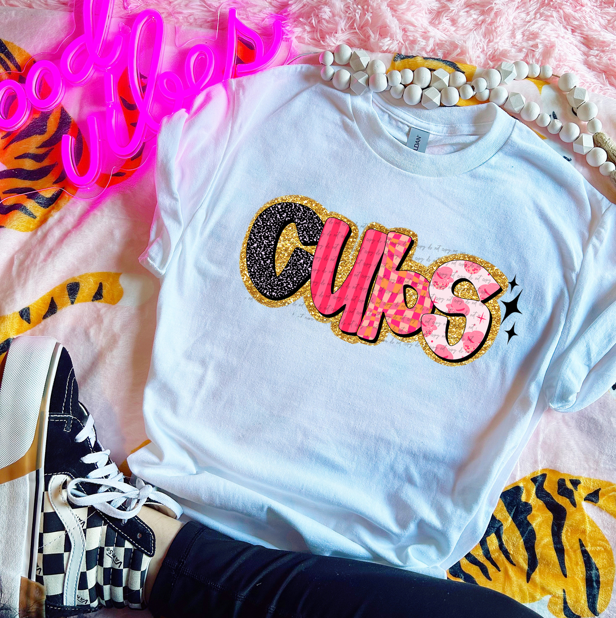 Cubs Faux Glitter Retro 51560 DTF transfer