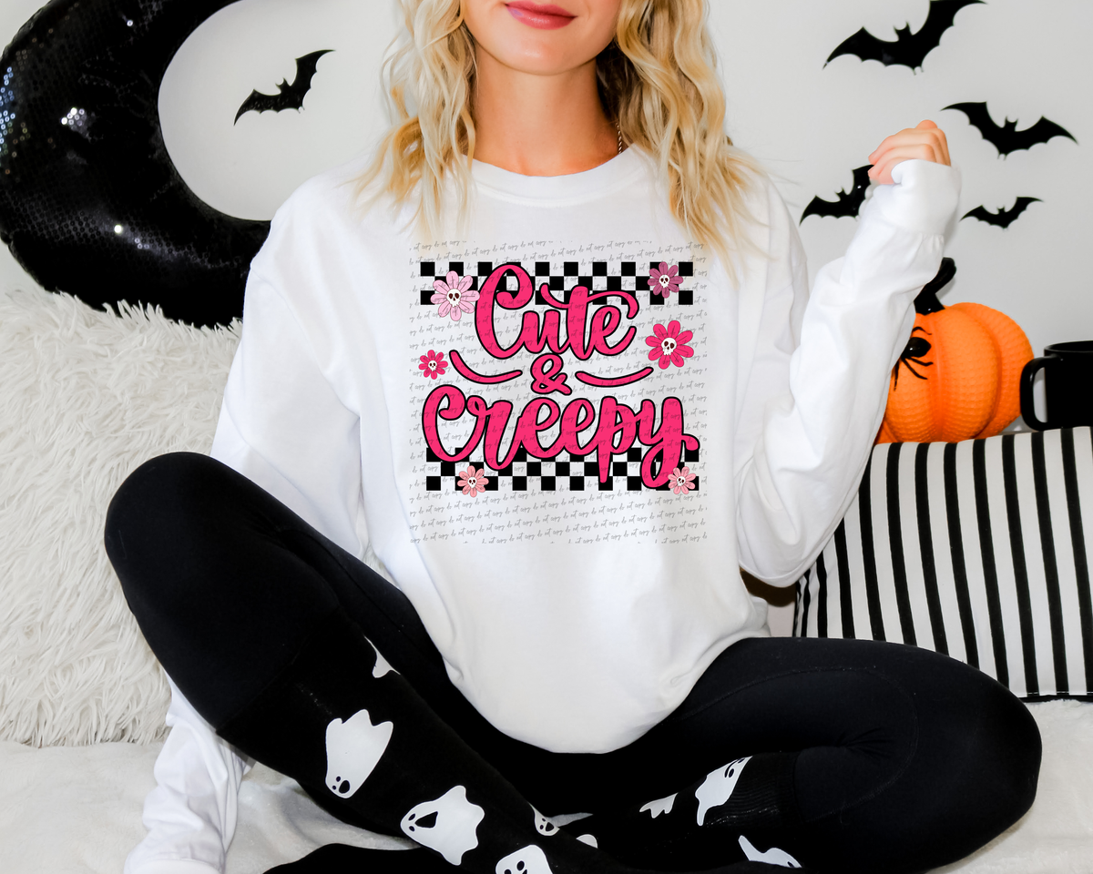 Pink Cute And Creepy Black Checkered 104819 DTF transfer