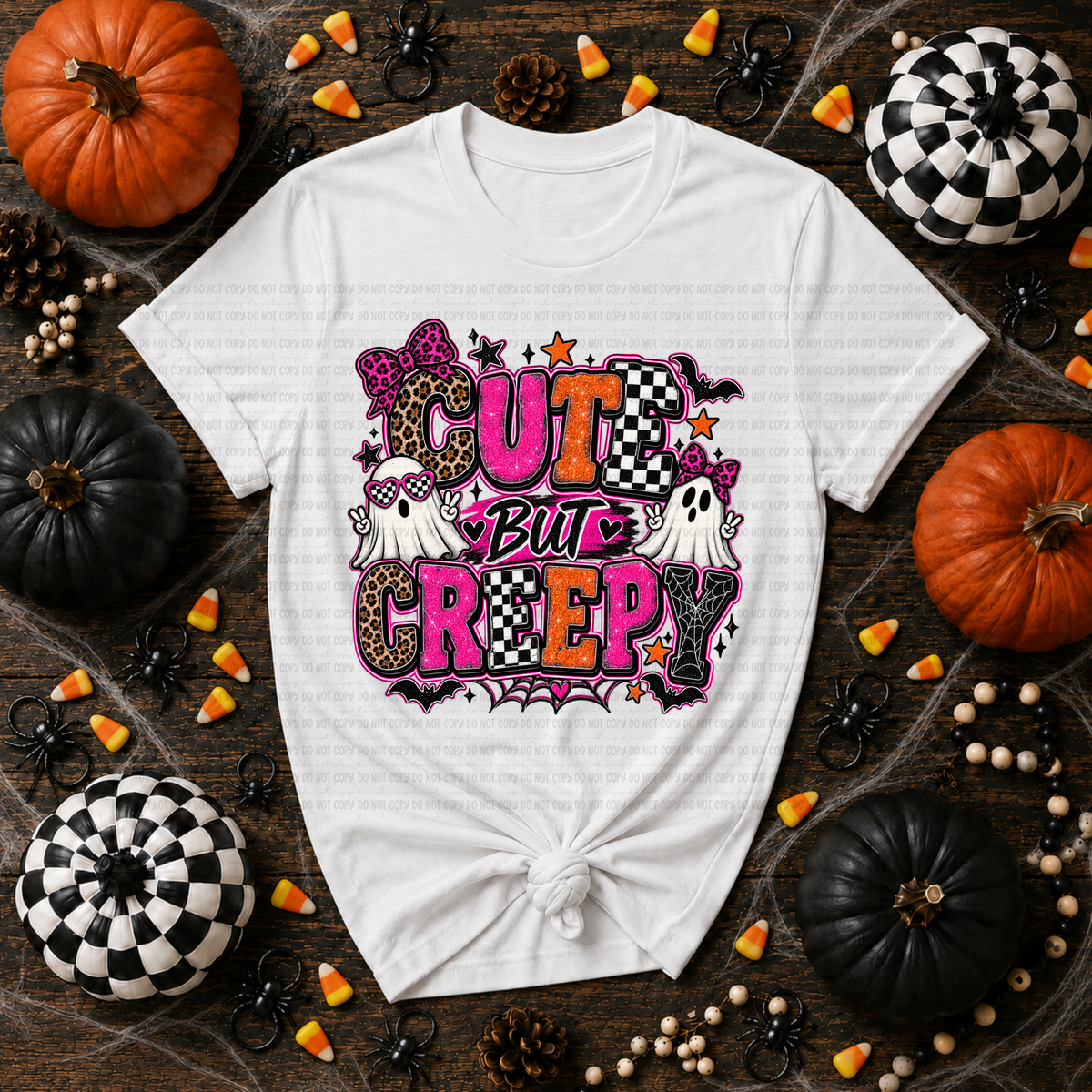 Cute but creepy chaeta and checkered print (Revel) DTF transfer
