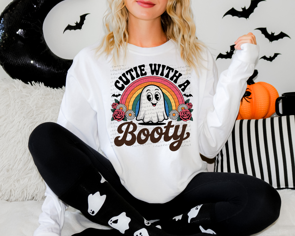 Cutie With A Booty Ghost And Rainbow 104820 DTF transfer