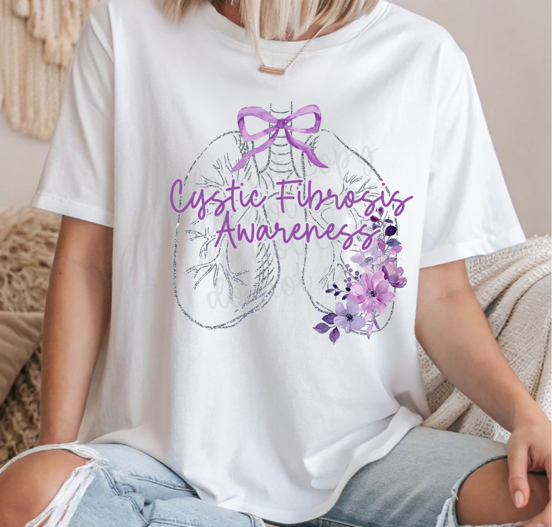 Cystic Fibrosis Awareness Purple Floral (Parker) 101717 DTF transfer