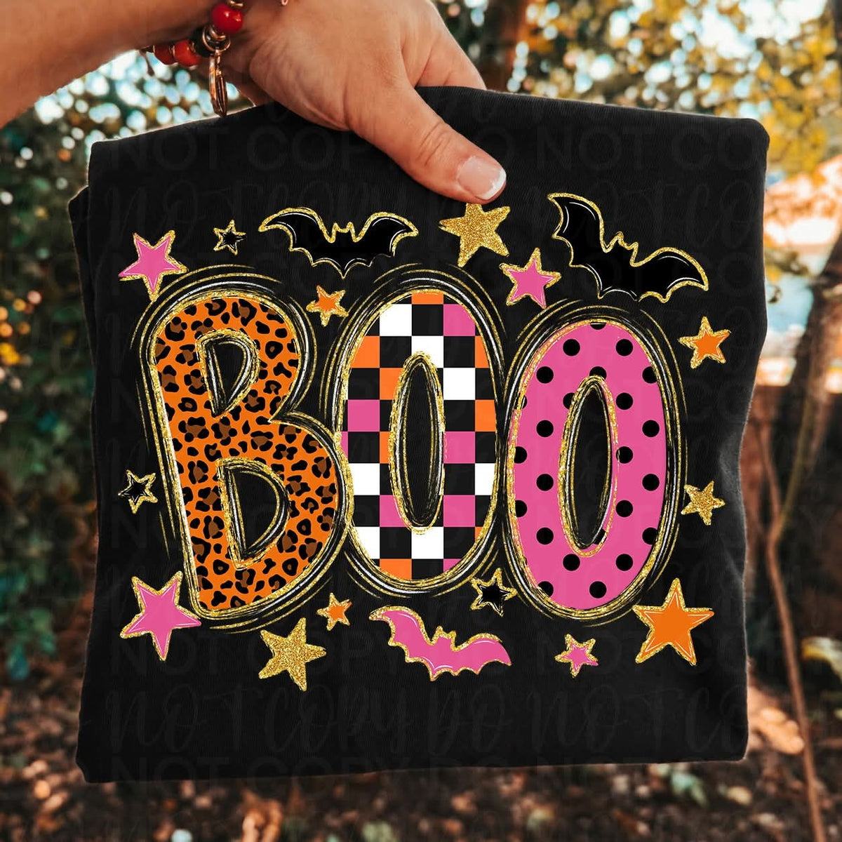 Boo leopard multi checker and polkadot font   SUNDAY SPECIAL DTF transfer