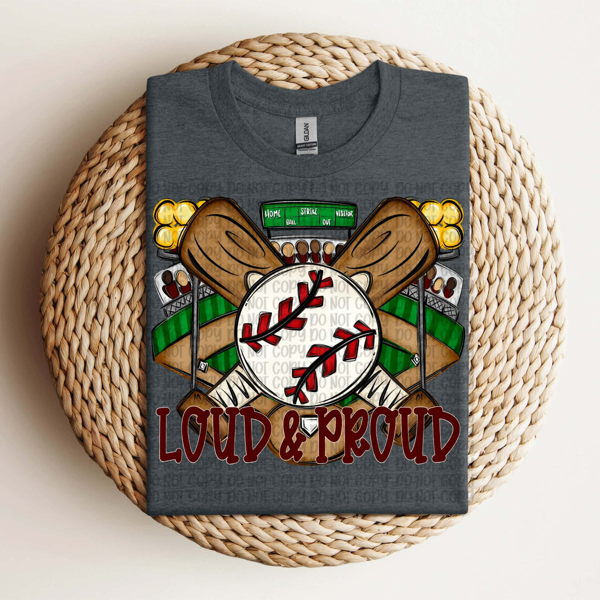 Loud and Proud baseball (dark red) (VP) DTF Transfer