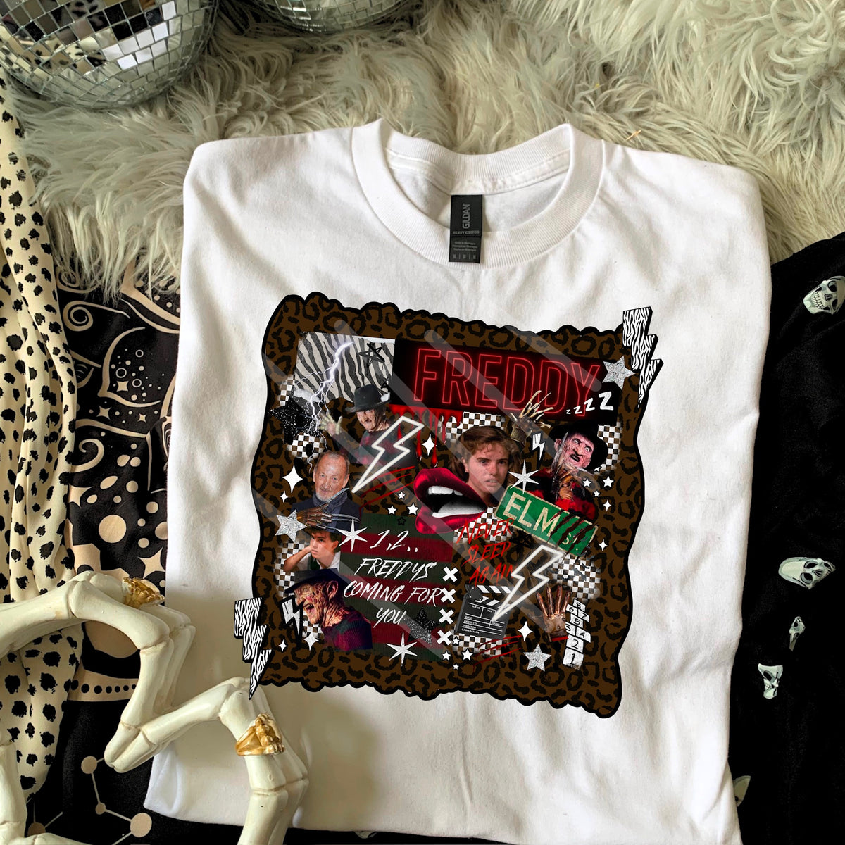 Fred Collage leopard background 110716 DTF transfer