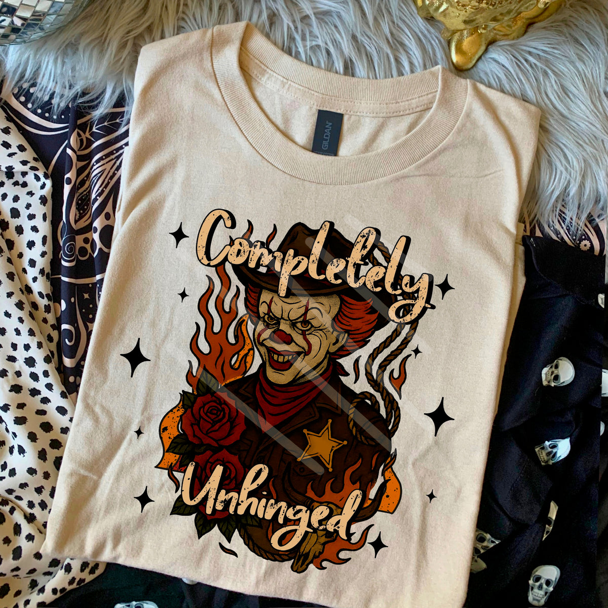 Completely Unhinged CLOWN cowboy 110781 DTF transfer
